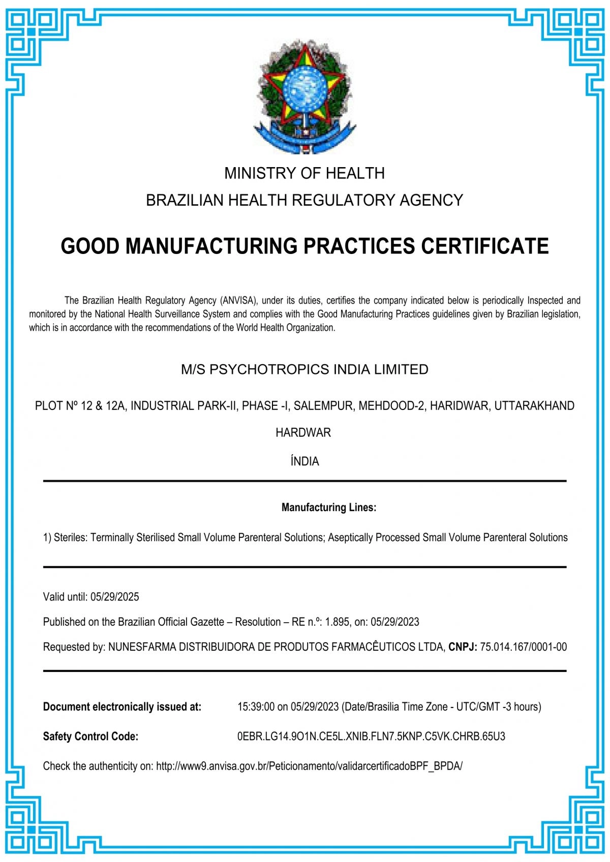 ANVISA-CERTIFICATE
